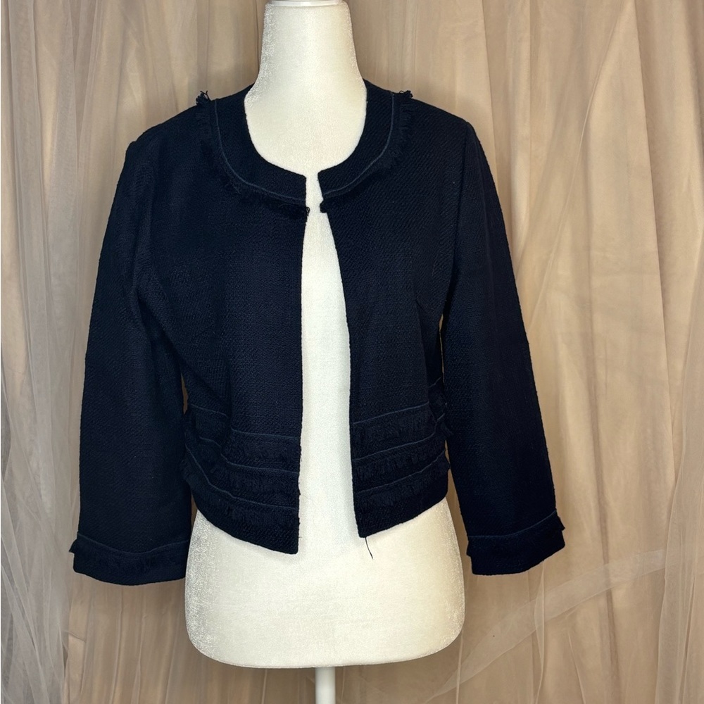 Karl Lagerfeld Black Cardigan Jacket with Collarless Design